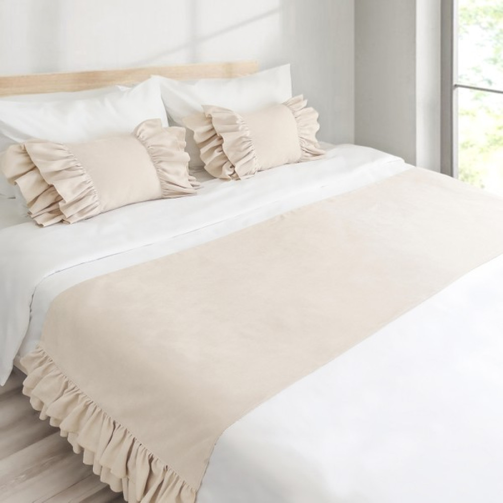 Yatak Runner & Iç Dolgulu Fırfırlı Krem - Krem Rengi - 70 x 240 cm Yatak Örtüsü Fiyatı