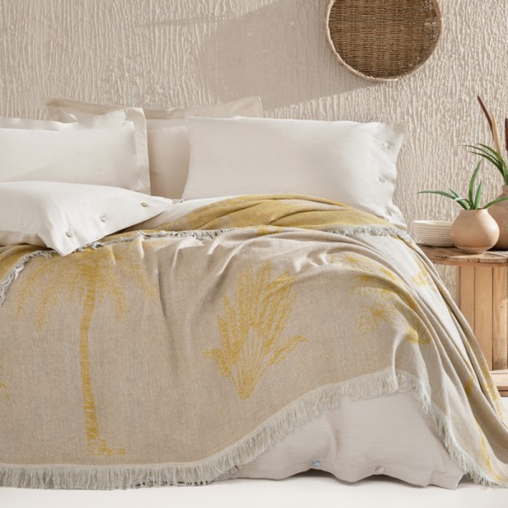 Yataş Bedding Beckett Çift Kişilik Keten Yatak Örtüsü - Safran - 230 x 240 cm Yatak Örtüsü Fiyatı