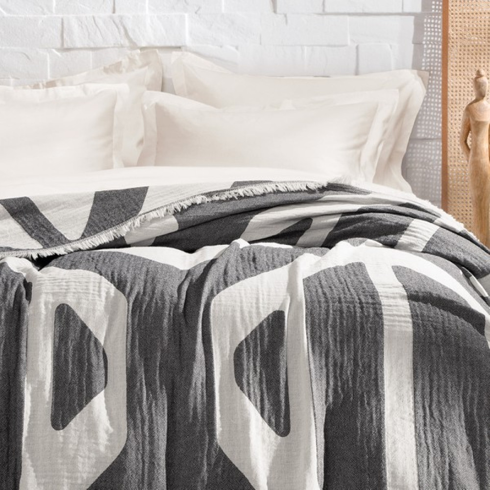 Yataş Bedding Tierra Çift Kişilik Müslin Pike Yatak Örtüsü - Antrasit - 230 x 240 cm Yatak Örtüsü Fiyatı