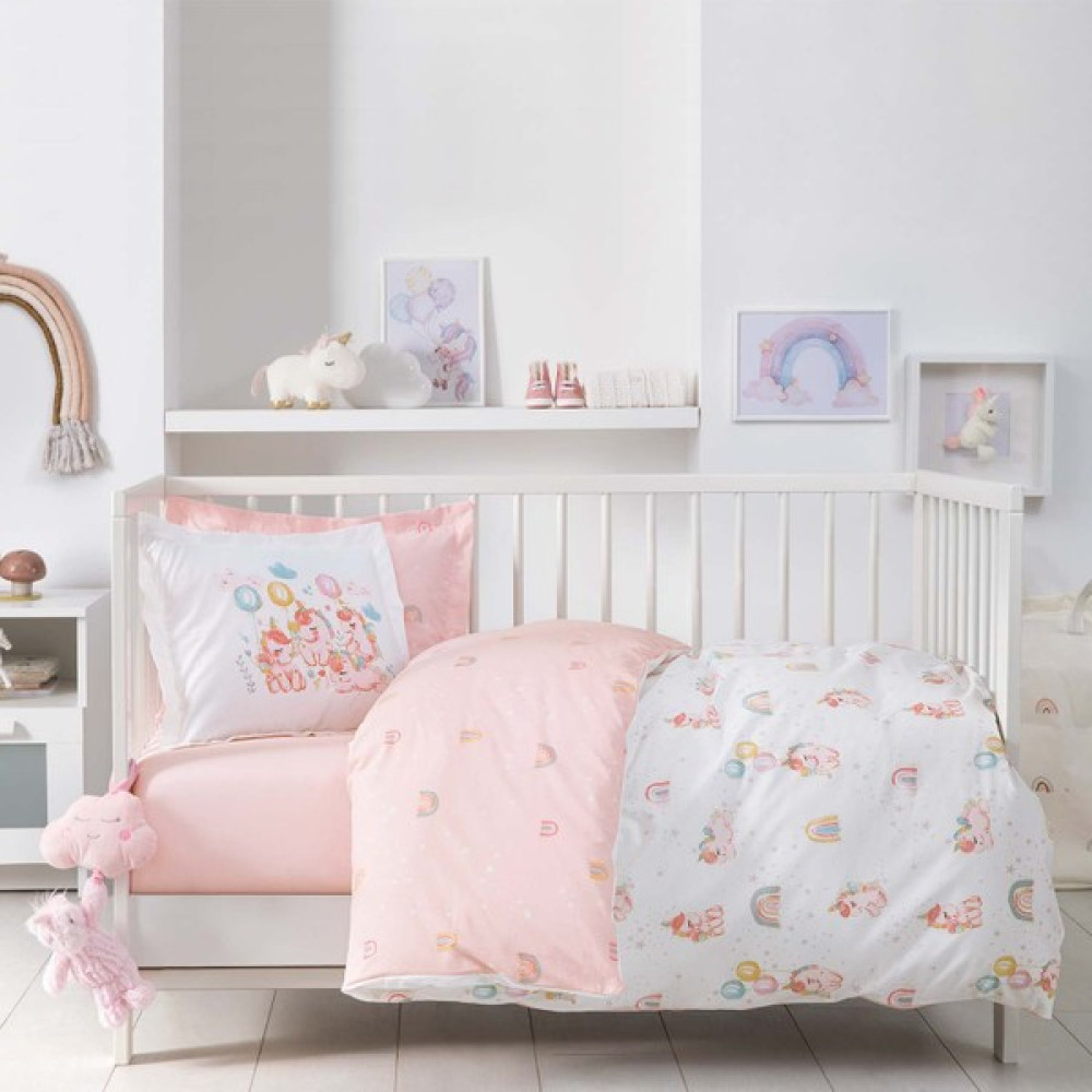 Yataş Bedding Unicorn Ranforce Bebek Nevresim Takımı - 100 x 150 cm - Pembe Bebek Nevresim Takımı Fiyatı