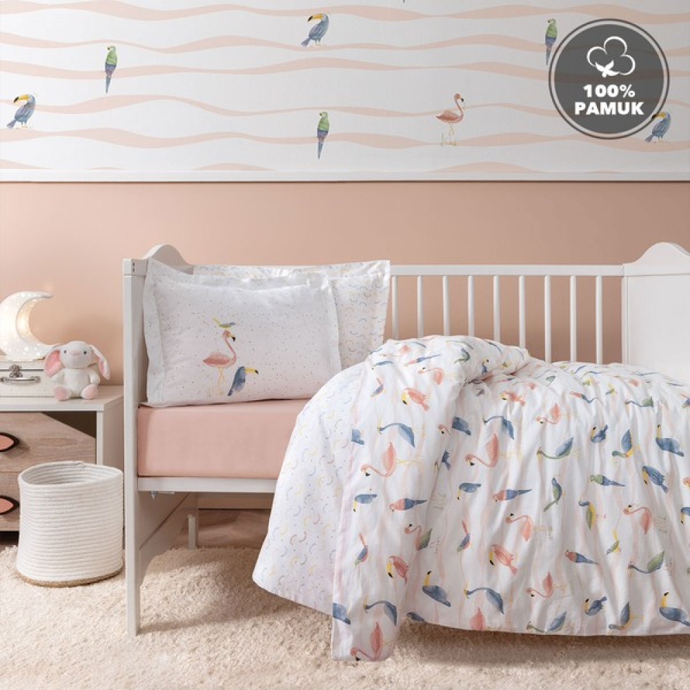 Yataş Mini Nuala Bebek Ranforce %100 Pamuk Nevresim Takımı - Pudra - 100 x 150 cm Bebek Nevresim Takımı Fiyatı