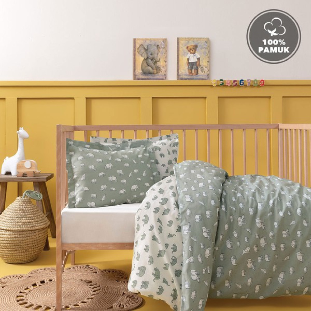 Yataş Mini Povey Bebek Ranforce %100 Pamuk Nevresim Takımı - Adaçayı - Yeşil - 100 x 150 cm Bebek Nevresim Takımı Fiyatı