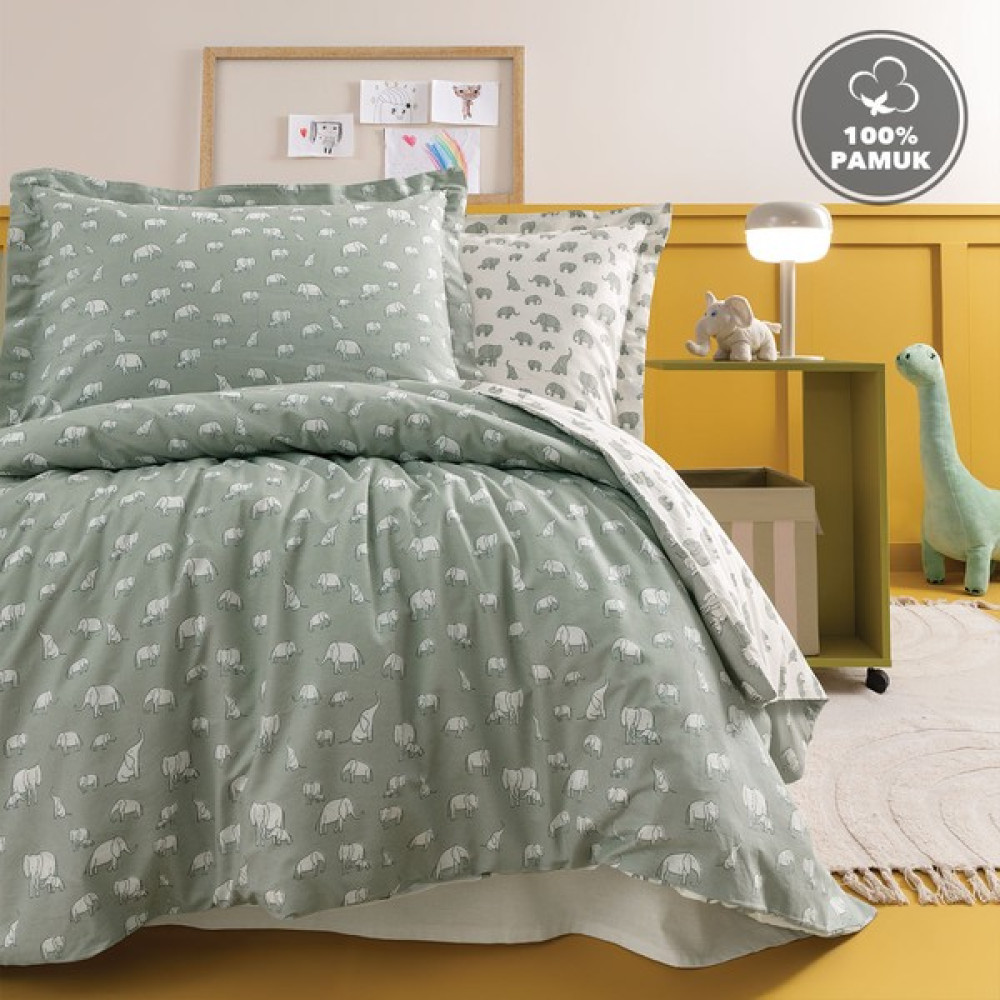 Yataş Mini Povey Tek Kişilik Ranforce %100 Pamuk Nevresim Takımı - Adaçayı - Yeşil - 160 x 220 cm Bebek Nevresim Takımı Fiyatı