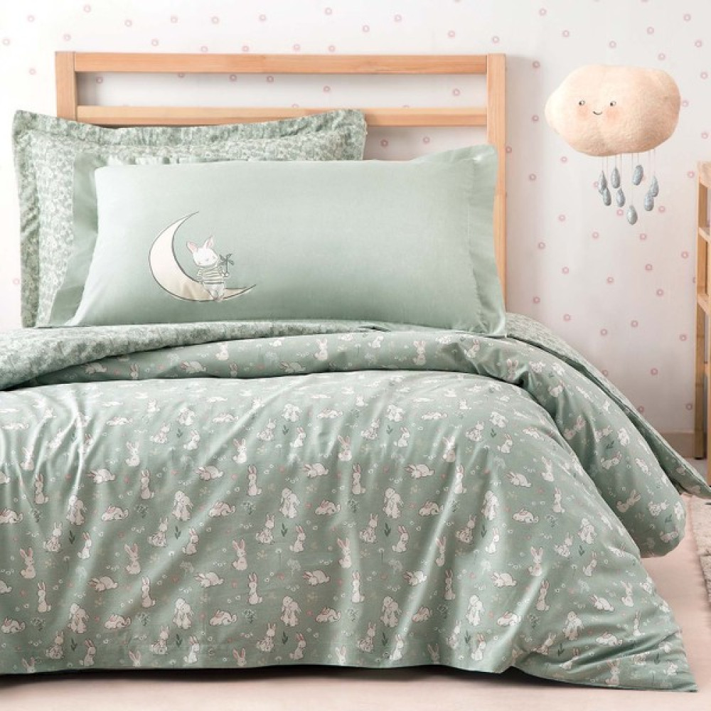 Yataş Mini Yataş Bedding Rabbit Ranforce Tek Kişilik  Nevresim Takımı - 160 x 220 cm - Nil Yeşili Nevresim Takımı Fiyatı