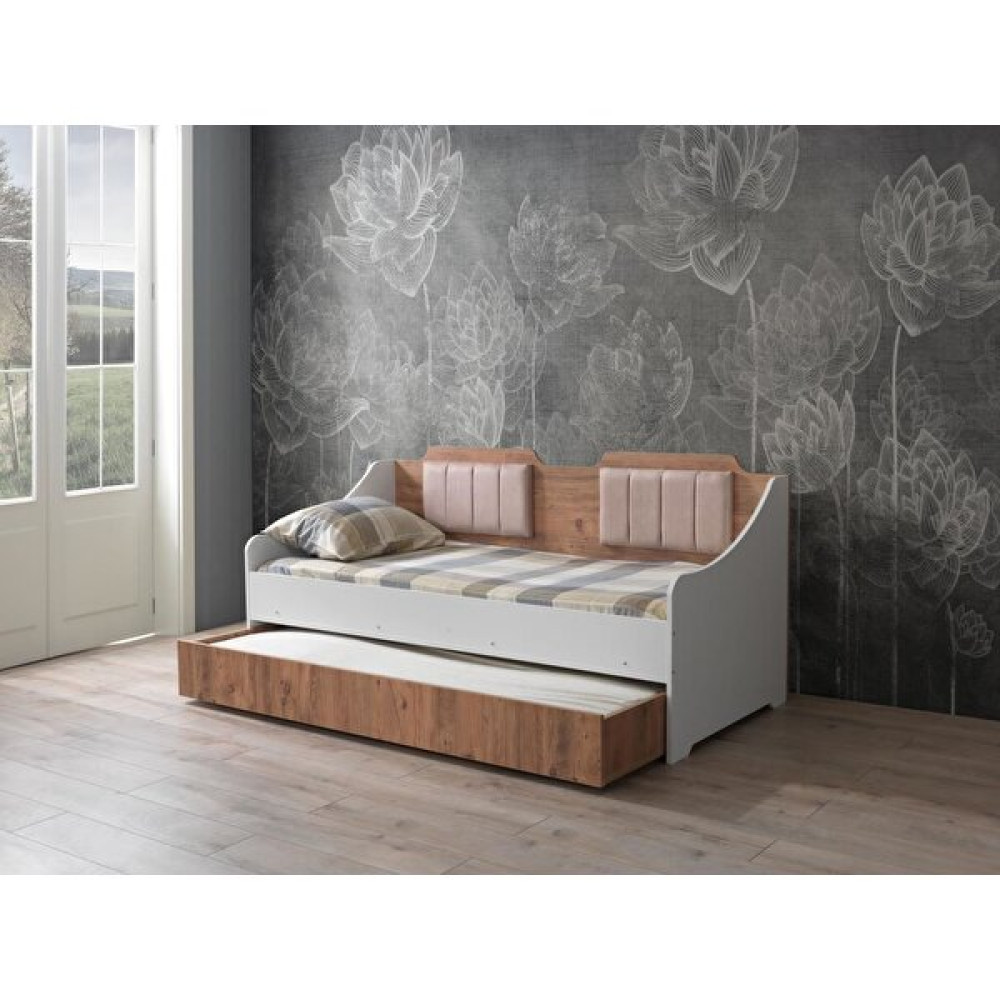 Yavrulu Çekmeceli Sedir Karyola Ahşap Genç Odası Koltuk 90x190 - 90 x 190 cm - Beyaz Karyola Fiyatı