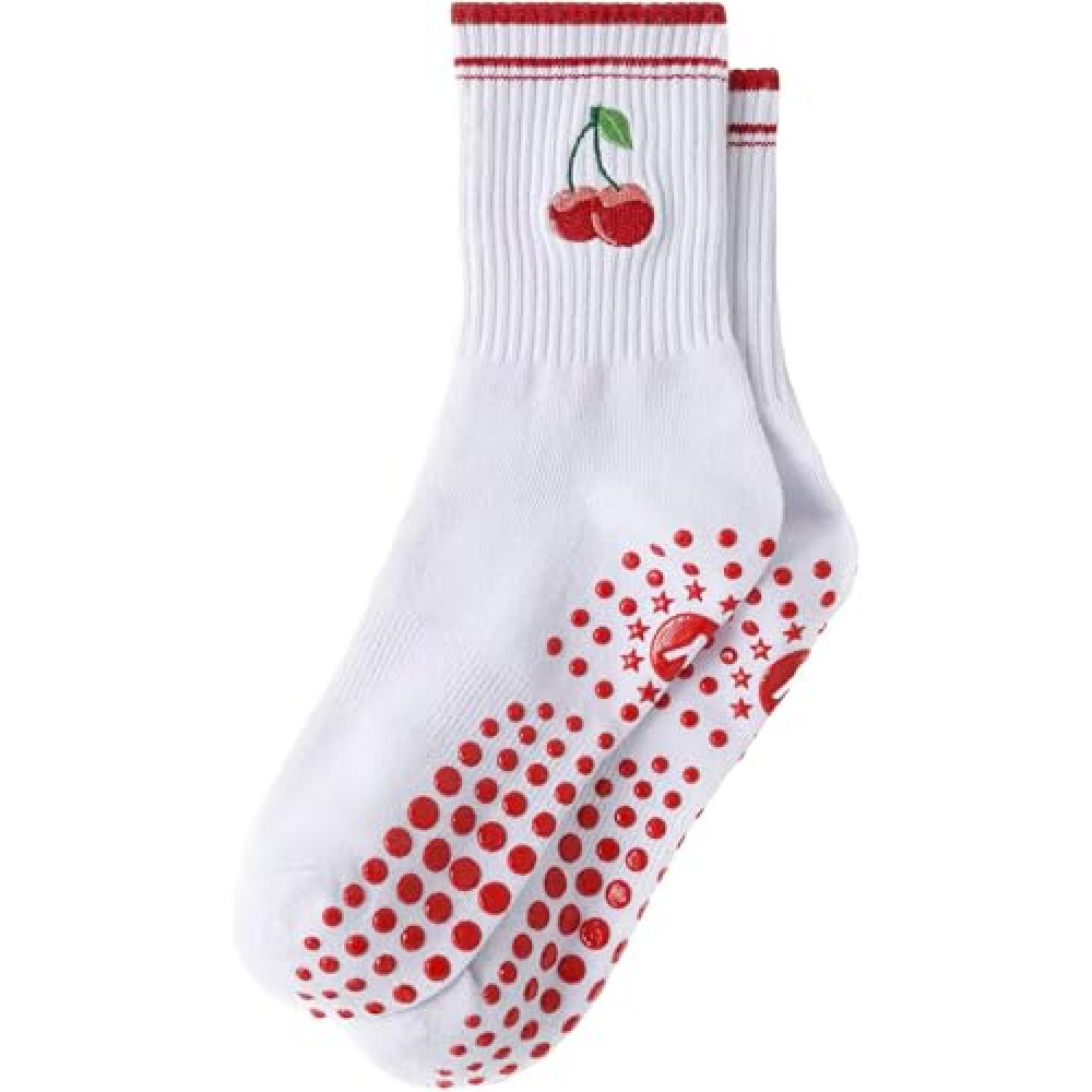 Yawlsow Pilates Grip Socks for Women Yoga Grippy Socks Cute Barre Non Skid Athletic Crew Sticky Sock Workout Hospital (US, Alpha, One Size, Regular, Regular, 1 Pack)