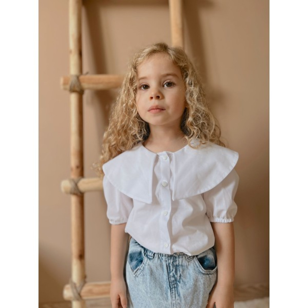 Yaya Kids Kız Çocuk Beyaz Kısakol Üçgen Gömlek Kız Çocuk Gömlek Fiyatı