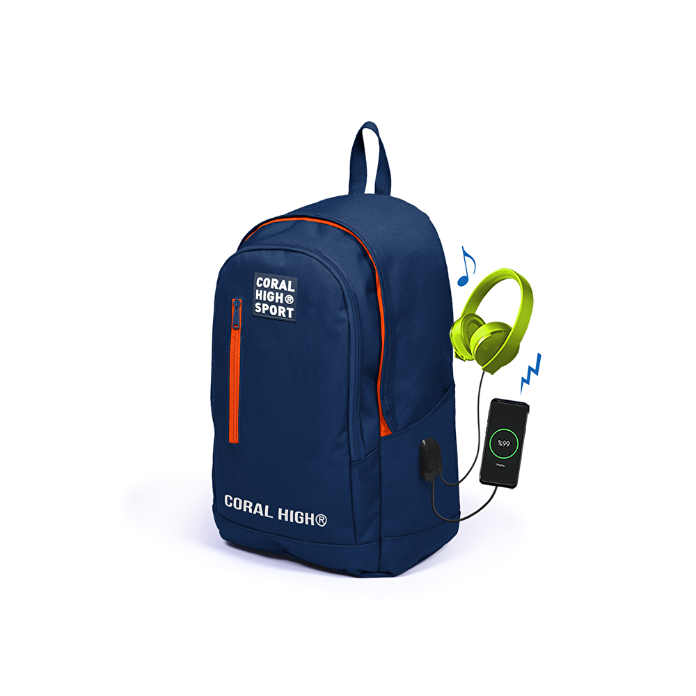 Yaygan Çanta Coral High Sport Sırt Çantası (Usb+Aux Soketli) - Lacivert Okul Malzemeleri Fiyatı