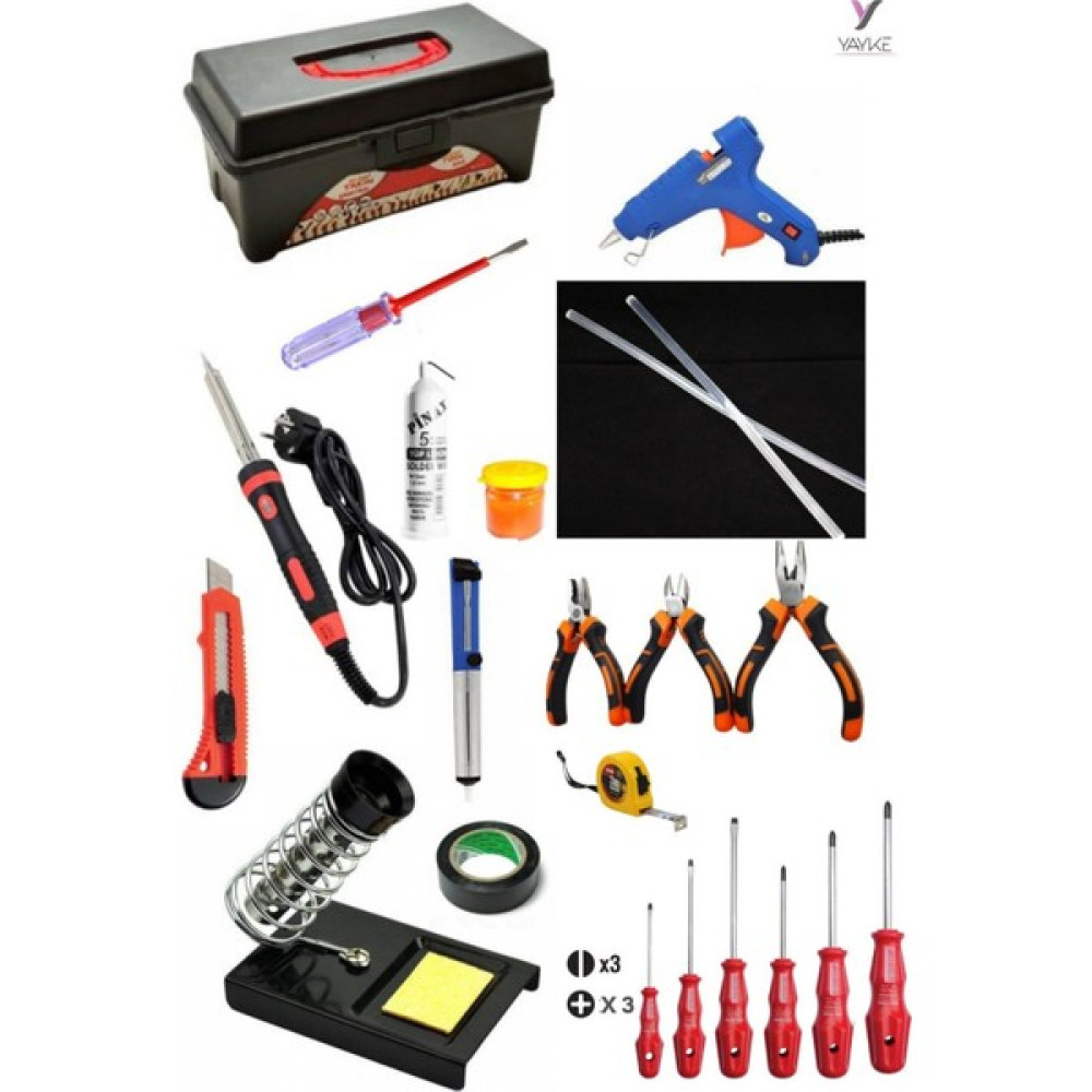 Yayke 22 Parça El Aleti Seti,dolu 14INÇ Takım Çantası (40WATT Lehim HAVYA+20WATT Silikon Tabancası) Alet Çantası & Dolabı Fiyatı