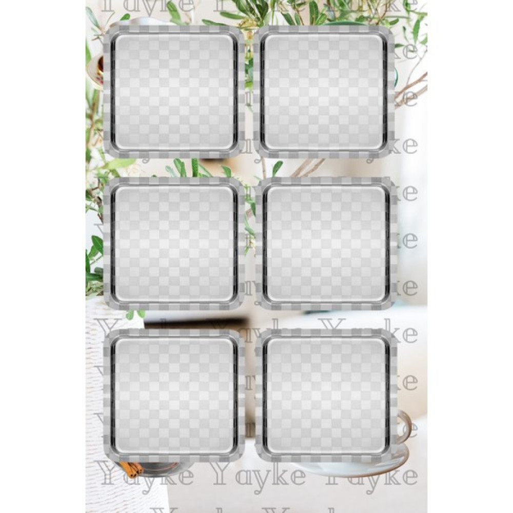 Yayke Damalı Çelik Çay Kahve Tatlı Ikram Sunum Tepsisi 21 x 21 cm Gümüş Renkli Paslanmaz Çelik 6 Adet Servis Tepsisi Fiyatı