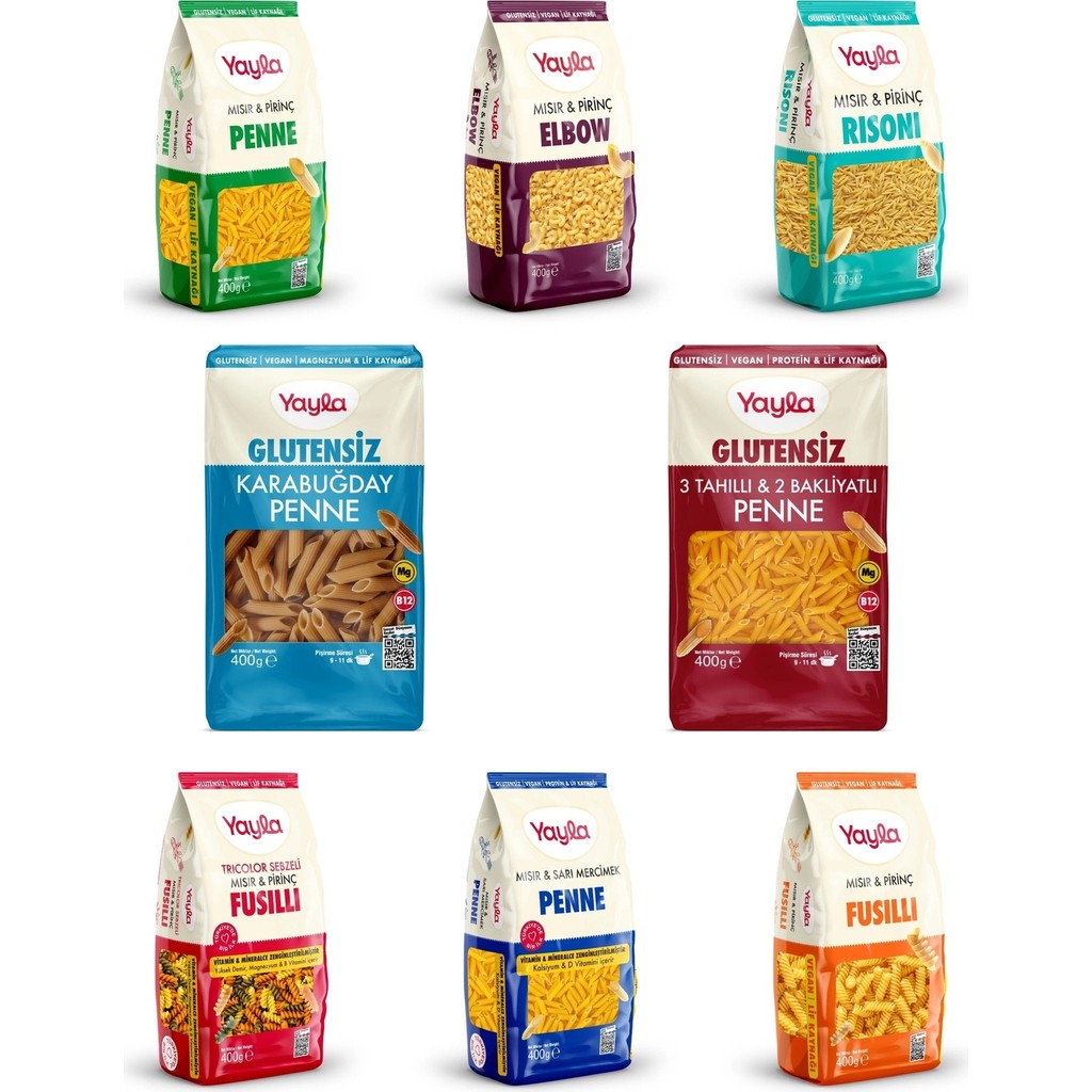 Yayla 8 Li Doğal Glutensiz Makarna Serisi 400 Gr(Elbow-Penne-Fusulli-Risoni) - 400 gr Makarnalar Fiyatı