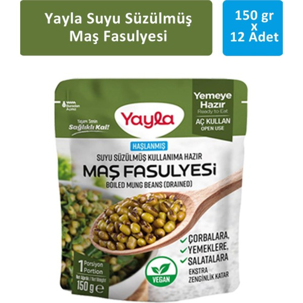Yayla Suyu Süzülmüş Haşlanmış Maş Fasulyesi 150 gr x 12 Adet Oto Boyaları Fiyatı