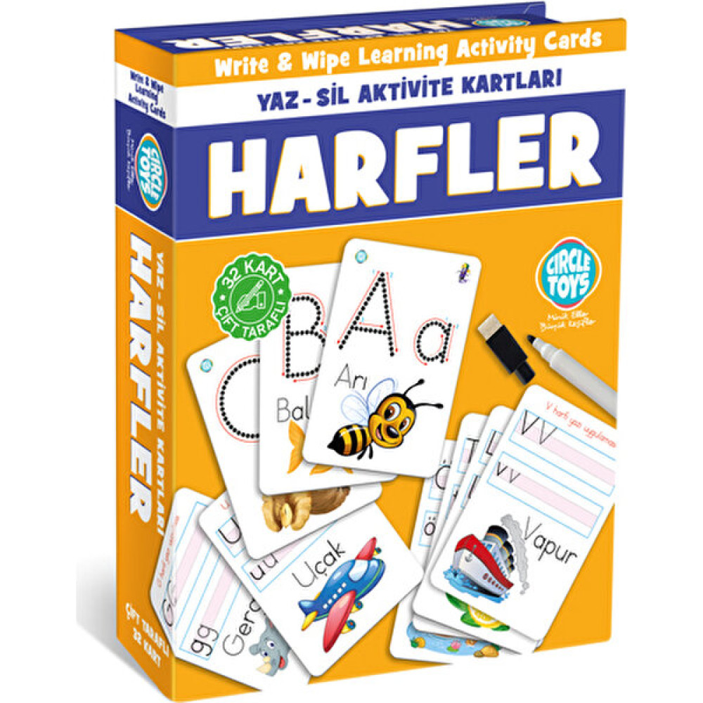 Yaz Sil Eğitici Aktivite Zeka Kartları Harfler Flash Cards Okul Öncesi Eğitici & Öğretici Kitaplar Fiyatı