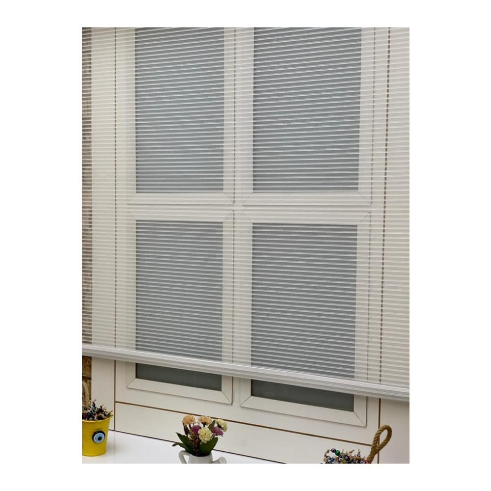 YAZAR HOME Yeni Sezon Çift Mekanizmalı Zincir Desenli Tül Stor Perde 210 x 200 Beden Stor Perde Fiyatı