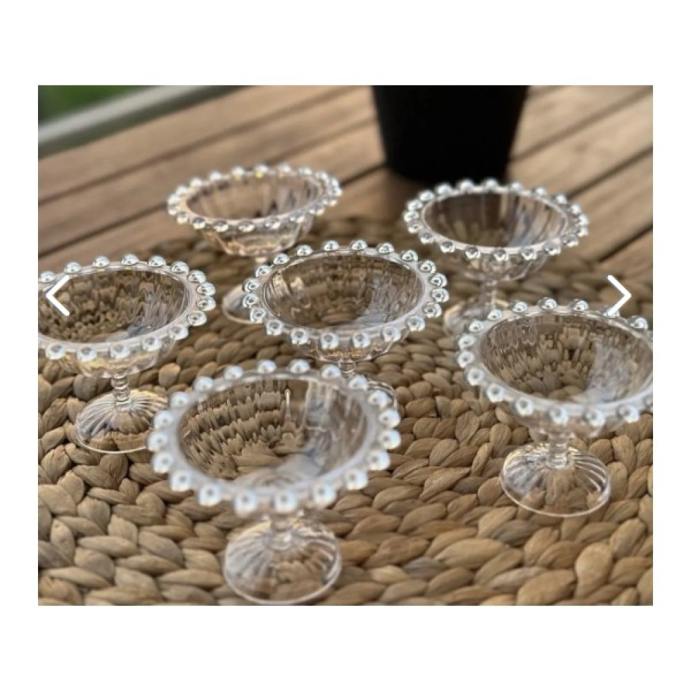 YBA Boncuklu Ayaklı Plastik Mika Lokumluk Mini Sunumluk 6'lı - Şeffaf Fincan / Bardak / Kahve Takımı Fiyatı