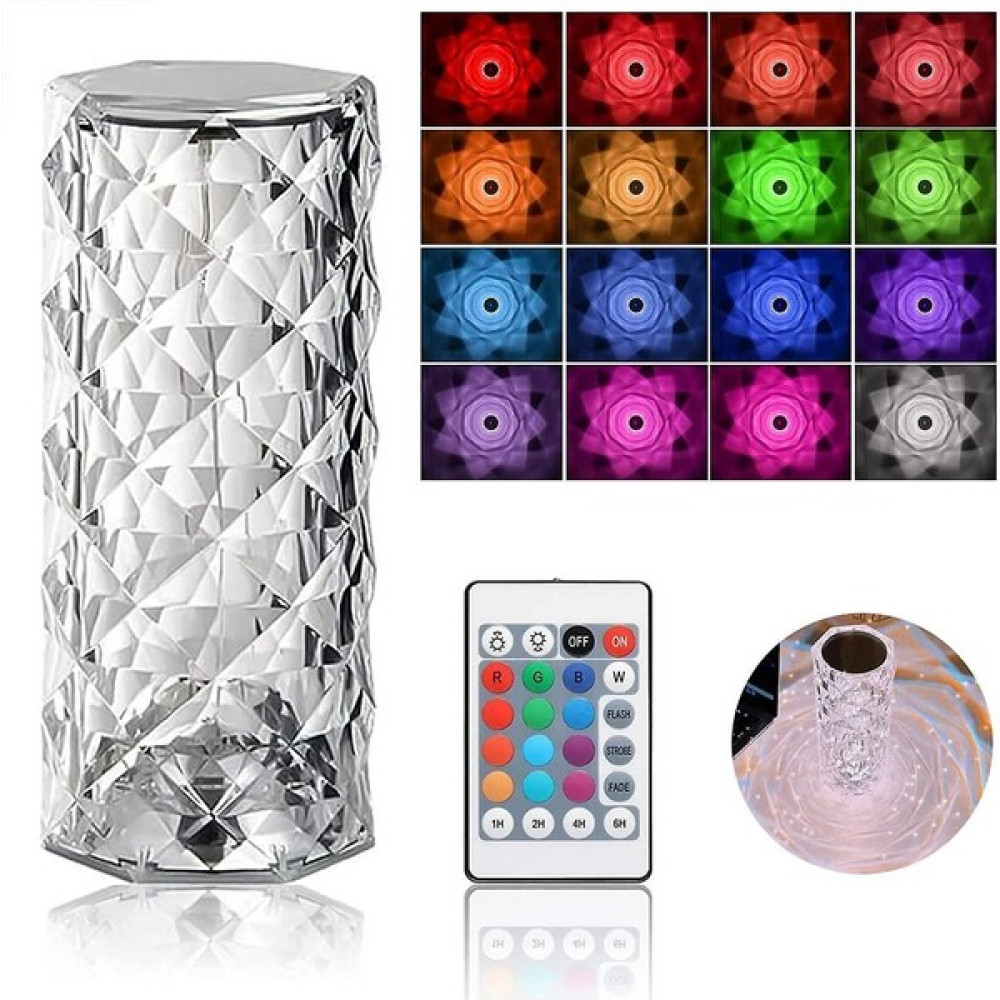 Ybltd Kristal Elmas Masa Lambası 16 Renk USB Şarjlı Dokunmatik (Yurt Dışından) - Beyaz Gece Lambası Fiyatı