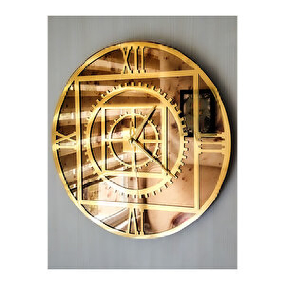 Yc Melonni Gerçek Antik Ayna Duvar Saati 40 Cm Trend Mechanic Tema Antik Gold Dekoratif Saat Fiyatı