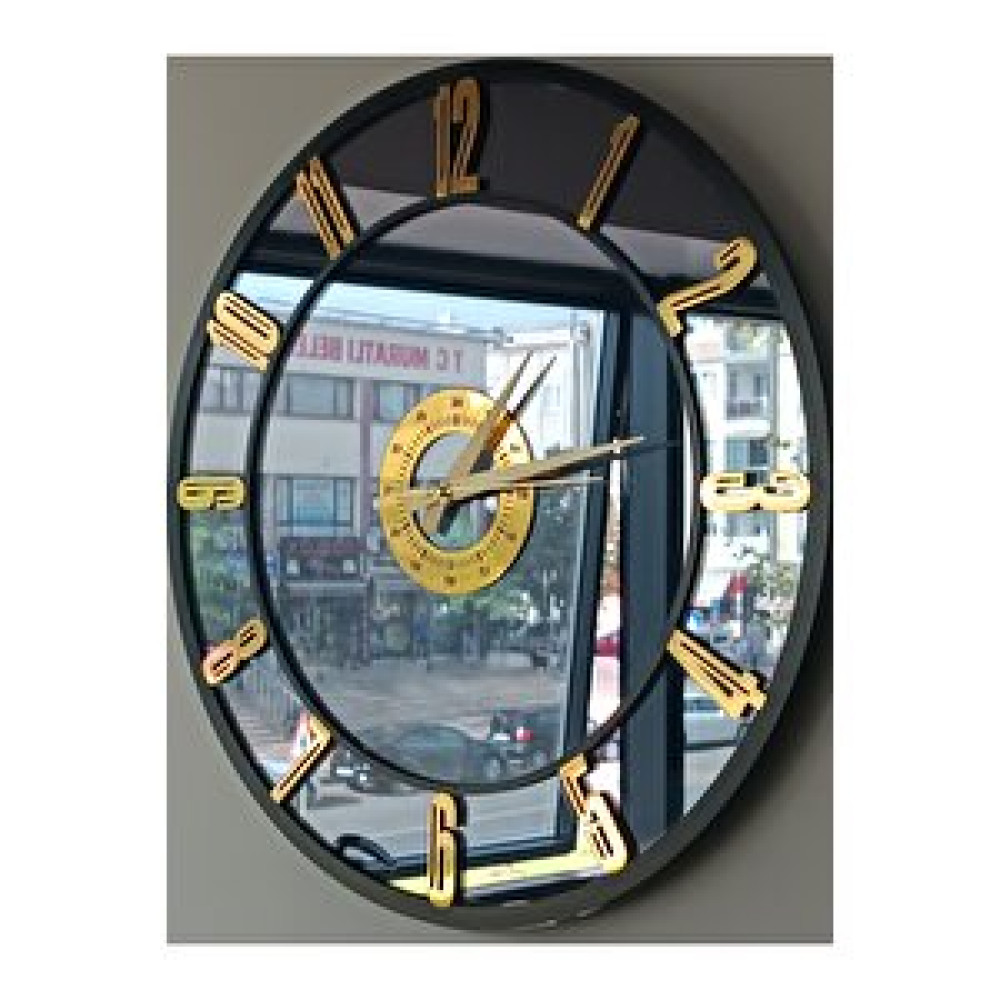 Yc Melonni Gerçek Ayna Duvar Saati 40 Cm Trend Modern Salon Füme Gold Dekoratif Saat Fiyatı