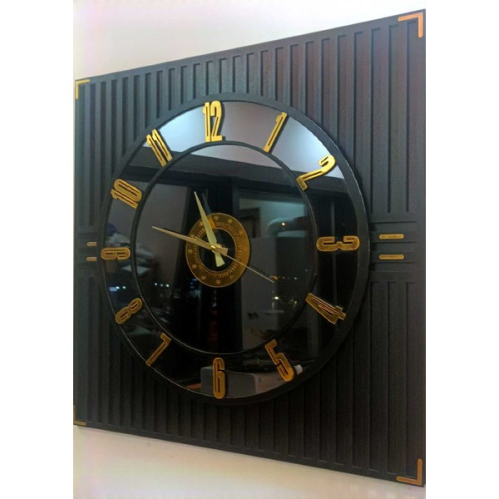 Yc Melonni Gerçek Aynalı Duvar Saati 50 cm Çerçeveli Modern Salon Füme Gold Dekoratif Saat Fiyatı
