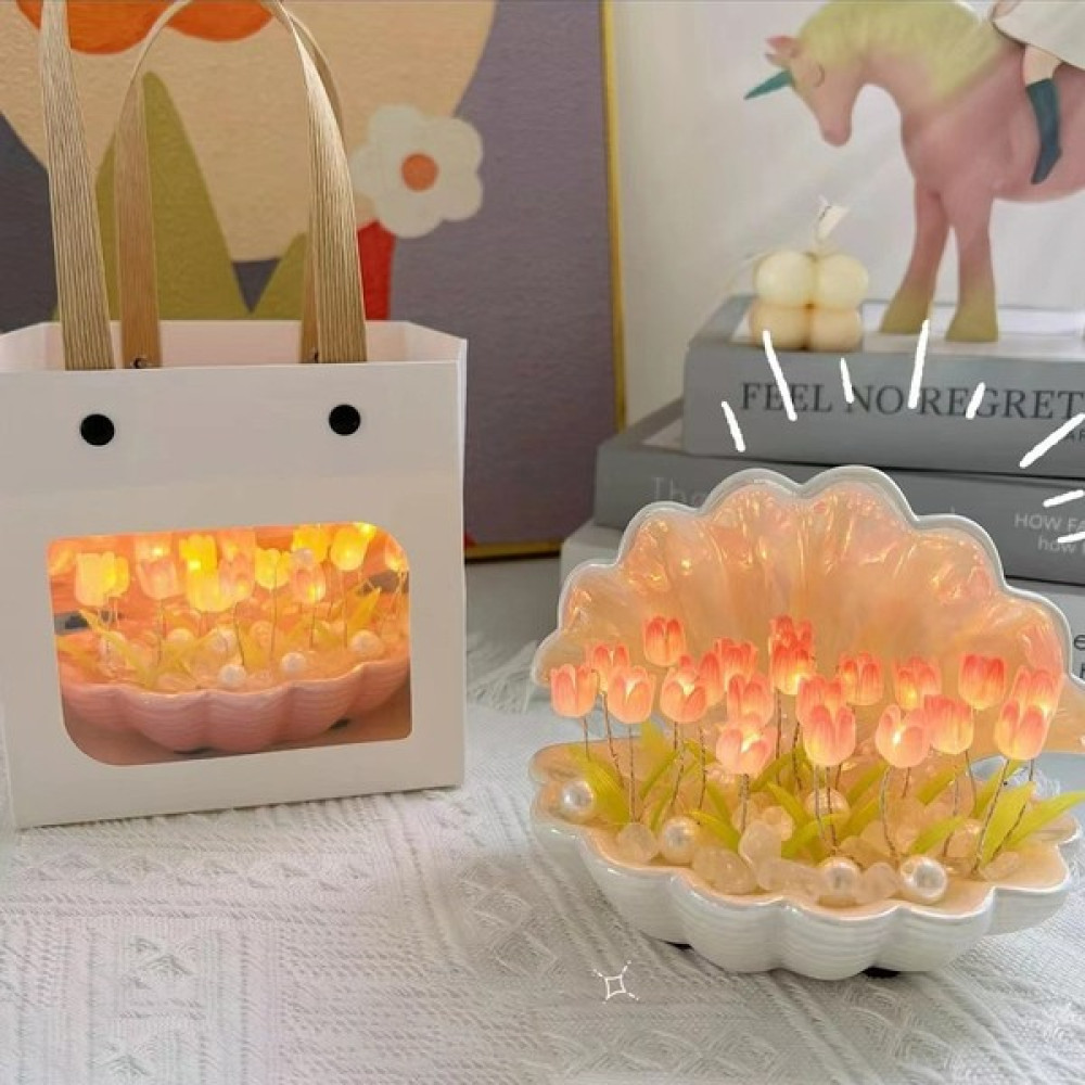 Ycate Diy Kabuk Lale Gece Lambası - Beyaz Plastik Kabuk 20 Pembe (Yurt Dışından) Gece Lambası Fiyatı