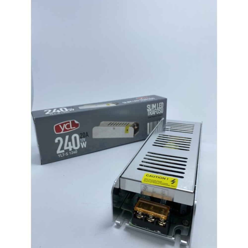 Ycl 240W Slim Kasa Iç Mekan LED Trafosu 20A 12V Ylt-S 1240 Led Aydınlatmalar Fiyatı