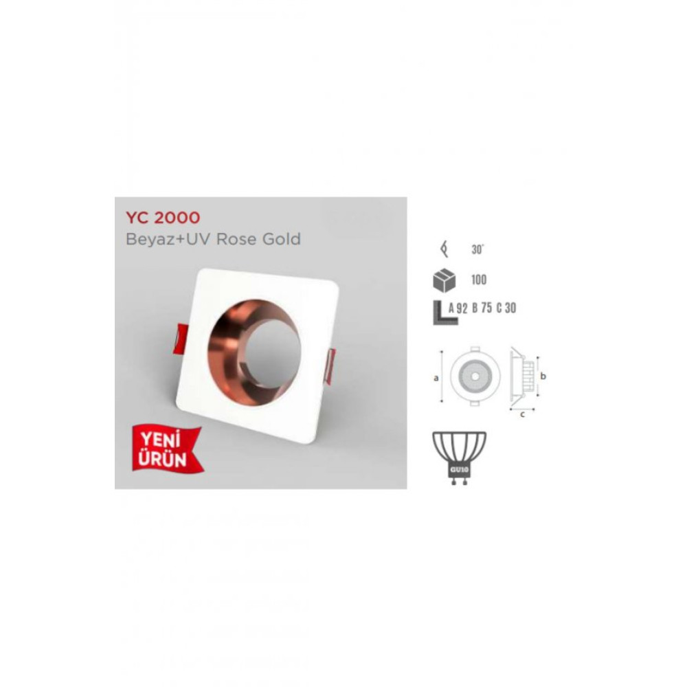 Ycl Dekoratif Modern Spot Kasa Beyaz + Uv Rose Golden Siva Alti Yc-2000 Spot Fiyatı
