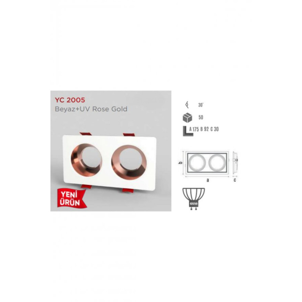 Ycl Dekoratif Modern Spot Kasa Beyaz + Uv Rose Golden Siva Alti Yc-2005 Spot Fiyatı