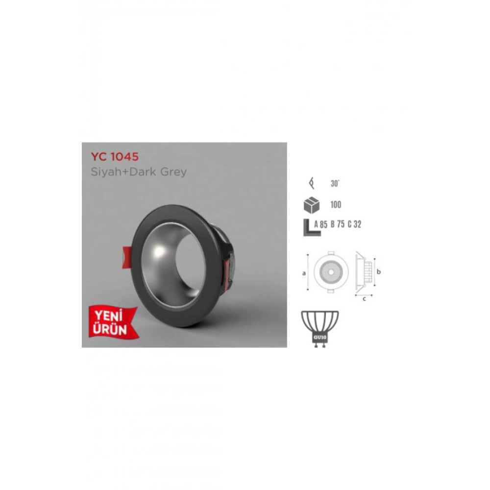 Ycl Dekoratif Modern Spot Kasa Siyah+ Koyu Gri Siva Alti Yc-1045 Spot Fiyatı