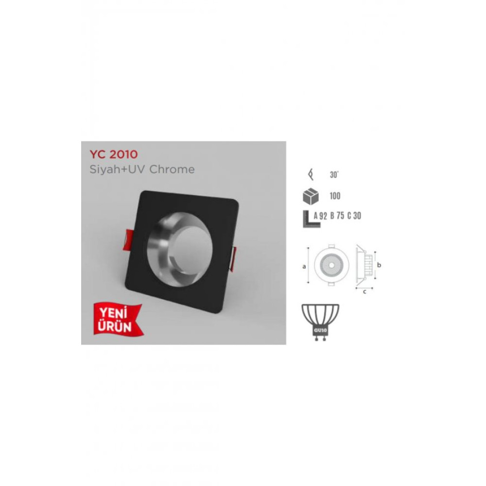 Ycl Dekoratif Modern Spot Kasa Siyah+ Uv Chrome Siva Alti Yc-2010 Spot Fiyatı