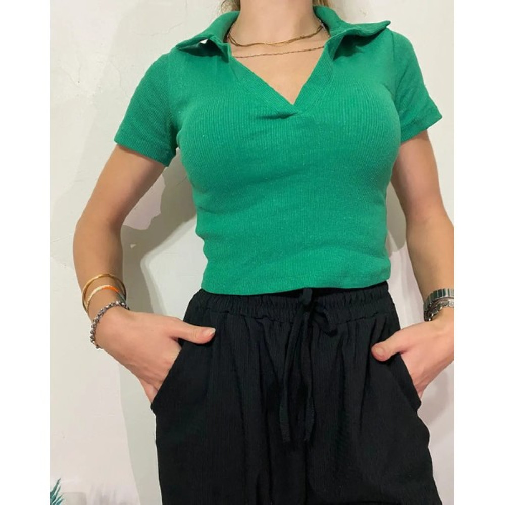 Ycl Luxury Yeşil Polo Yaka T-Shirt Bayan T-shirt Fiyatı