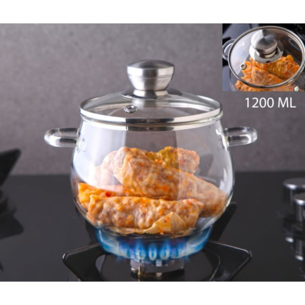 YDGR Cam Borosilikat Isıya Dayanıklı Cam Tencere 1200 ml Tencereler Fiyatı