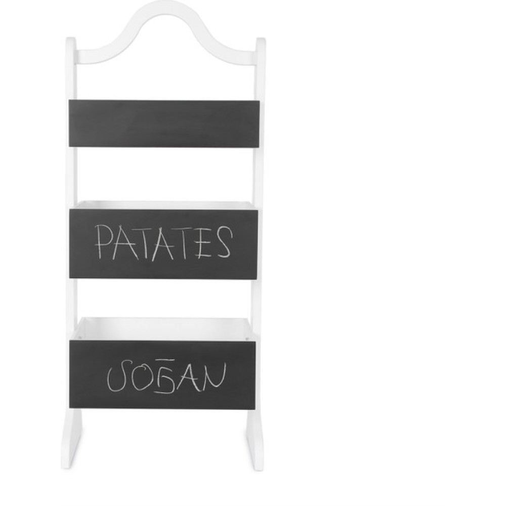 Yedi Home&Decor Çok Amaçlı Üç Katlı Ahşap Mutfak ve Banyo Raf SISTEMI-SEBZELIK_9041 Black Board Saklama Kapları Fiyatı
