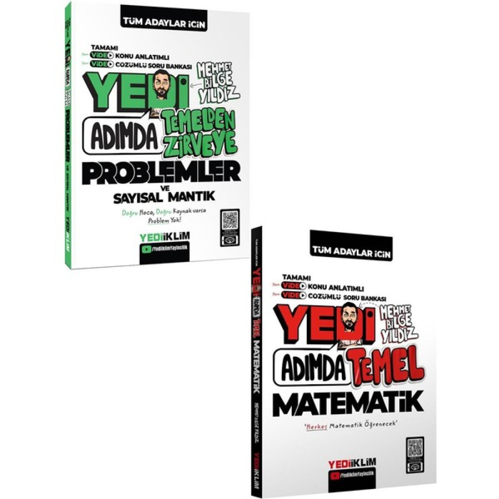 Yediiklim Tüm Adaylar Için Yedi Adımda Problemler ve Yedi Adımda Temel Matematik Konu Anlatımlı Video Çözümlü Soru Bankası Temel Yeterlilik Testi (TYT) Fiyatı