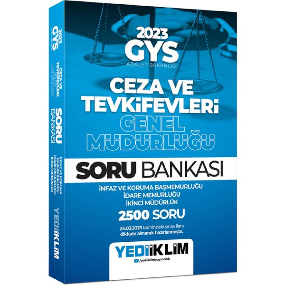 Yediiklim Yayınları 2023 GYS Adalet Bakanlığı Ceza ve Tevkifevleri Genel Müdürlüğü Soru Bankası Görevde Yükselme Sınavları Kitapları Fiyatı
