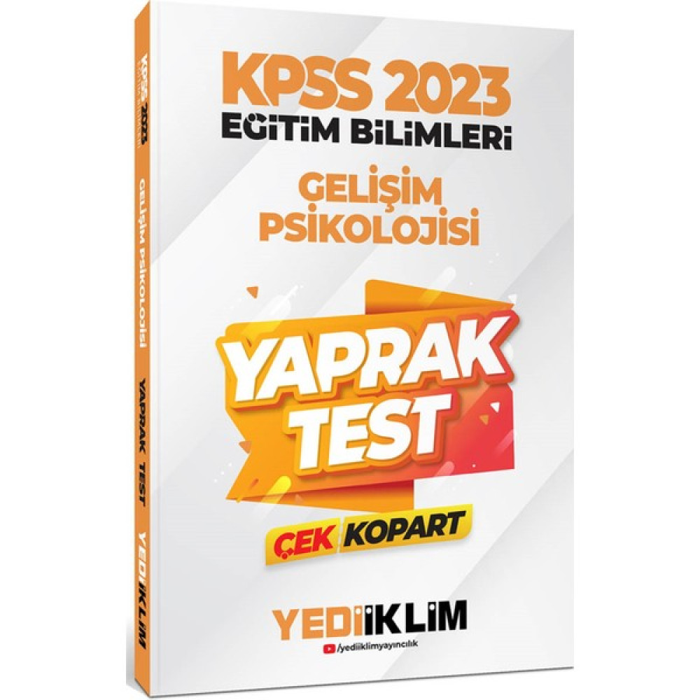 Yediiklim Yayınları 2023 KPSS Eğitim Bilimleri Gelişim Psikolojisi Çek Kopart Yaprak Test KPSS Fiyatı
