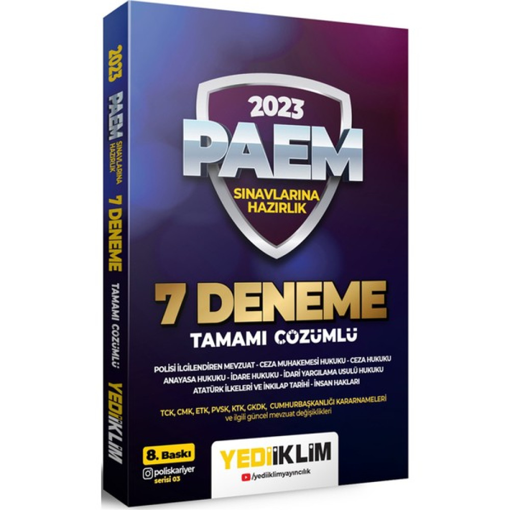 Yediiklim Yayınları 2023 Paem Sınavlarına Hazırlık Tamamı Çözümlü 7 Deneme Görevde Yükselme Sınavları Kitapları Fiyatı