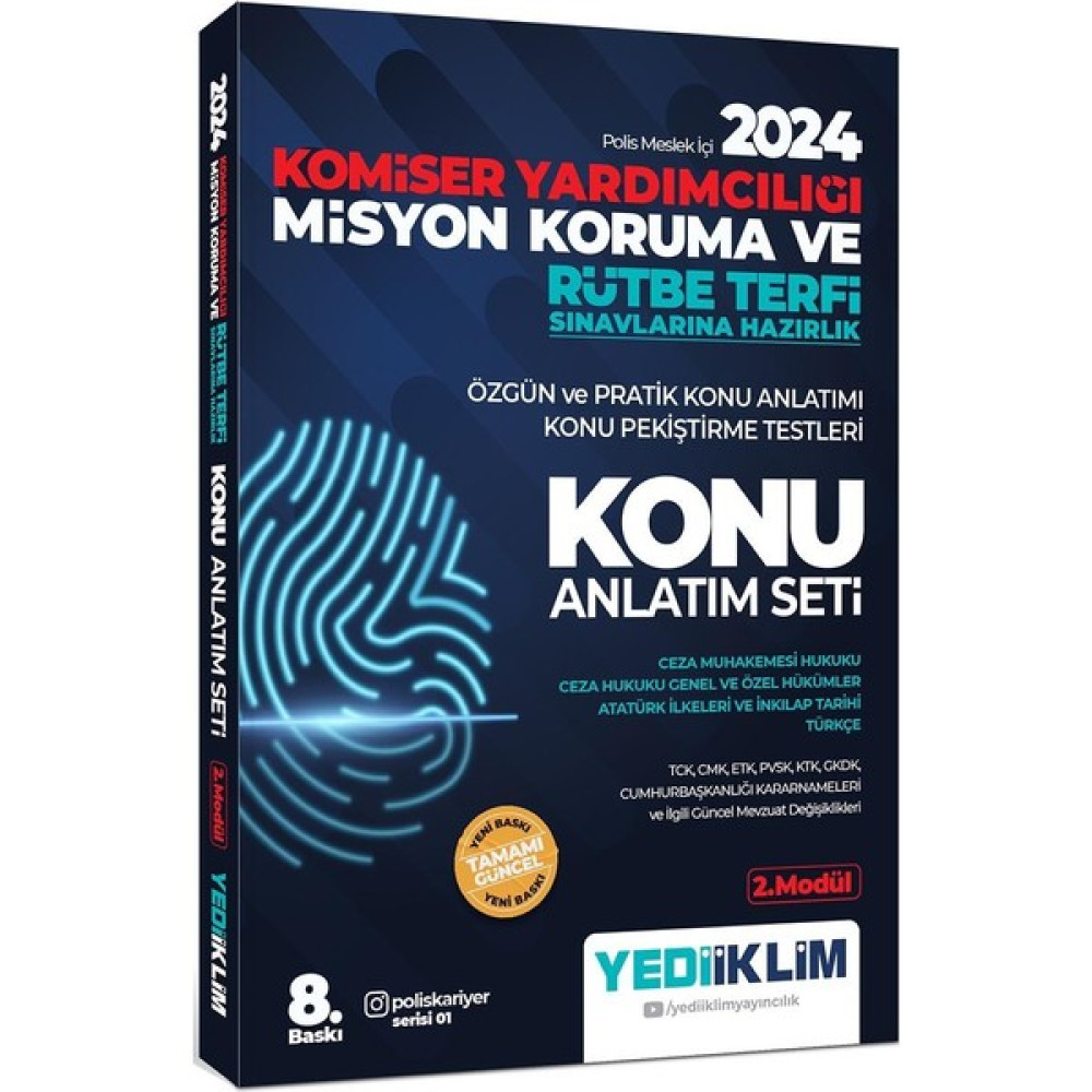 Yediiklim Yayınları 2024 Komiser Yardımcılığı Misyon Koruma ve Rütbe Terfi Sınavlarına Konu Anlatım Seti 3 Modül Görevde Yükselme Sınavları Kitapları Fiyatı