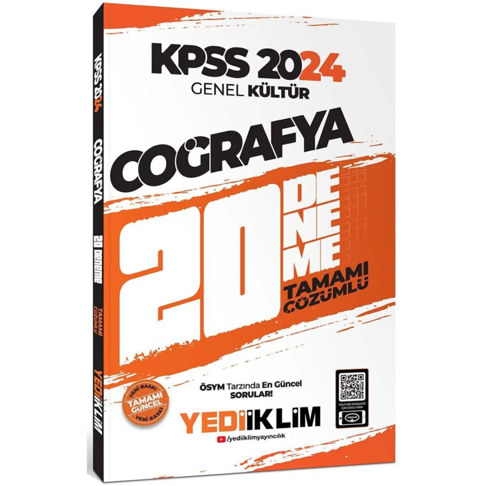 Yediiklim Yayınları 2024 Kpss Genel Kültür Coğrafya Tamamı Çözümlü 20 Deneme Ders Sınav Kitapları Fiyatı