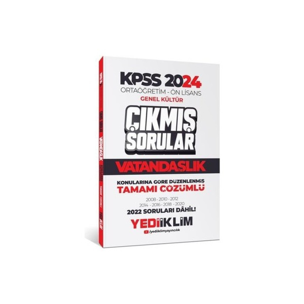 Yediiklim Yayınları 2024 Kpss Ortaöğretim - Ön Lisans Genel Kültür Vatandaşlık Tamamı Çözümlü Çıkmış Sorular Kaynak Kitapları Fiyatı