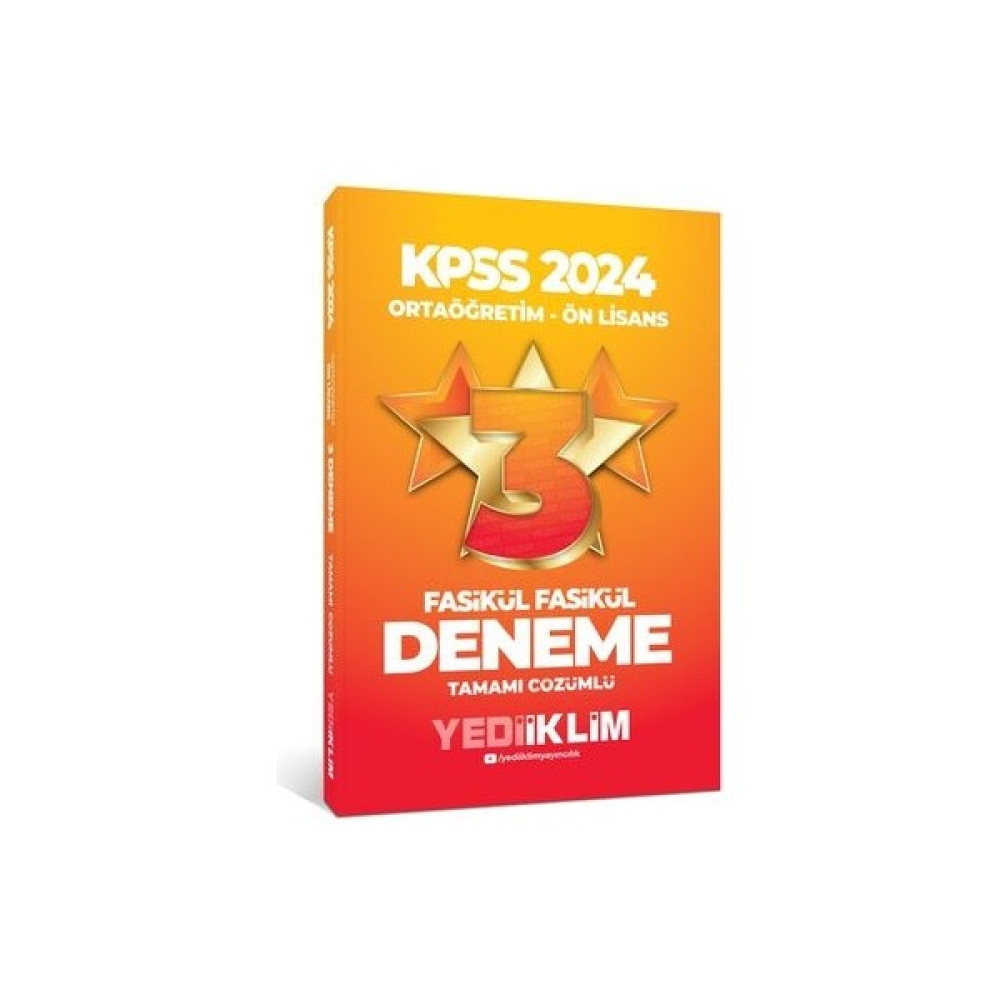 Yediiklim Yayınları 2024 KPSS ORTAÖĞRETIM-ÖNLISANS  Fasikül Yıldız Tamamı Çözümlü 3 Deneme Kaynak Kitapları Fiyatı