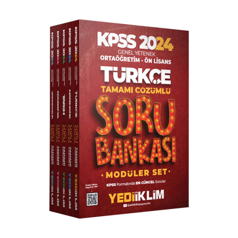 Yediiklim Yayınları 2024 KPSS Ortaöğretim - Önlisans GK-GY Tamamı Çözümlü Modüler Soru Bankası Seti Ders Sınav Kitapları Fiyatı