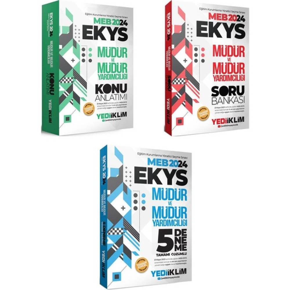 Yediiklim Yayınları 2024 MEB - EKYS Müdür ve Müdür Yardımcılığı Konu Anlatımı - Soru Bankası -Deneme Seti Görevde Yükselme Sınavları Kitapları Fiyatı