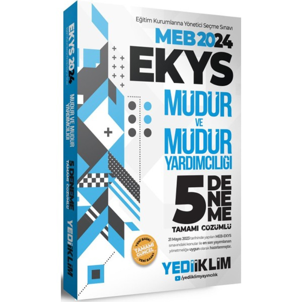 Yediiklim Yayınları 2024 Meb Ekys Müdür ve Müdür Yardımcılığı Tamamı Çözümlü 5 Deneme Görevde Yükselme Sınavları Kitapları Fiyatı