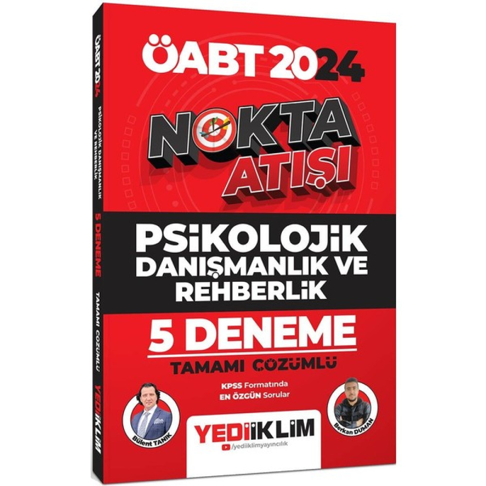 Yediiklim Yayınları 2024 ÖABT Nokta Atışı Psikolojik Danışmanlık ve Rehberlik Tamamı Çözümlü 5 Deneme KPSS Fiyatı