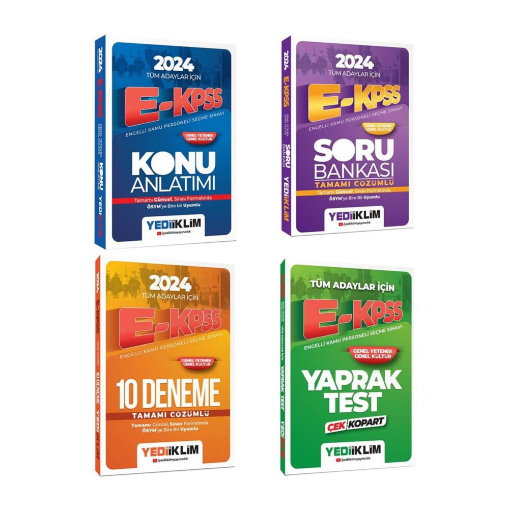 Yediiklim Yayınları 2024 Tüm Adaylar Için Ekpss Gy-gk Konu-soru-deneme-yaprak Test Seti Ders Sınav Kitapları Fiyatı