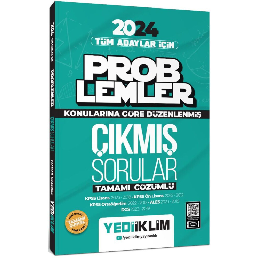 Yediiklim Yayınları 2024 Tüm Adayları Için Problemler Konularına Göre Tamamı Çözümlü Çıkmış Sorular Ders Sınav Kitapları Fiyatı