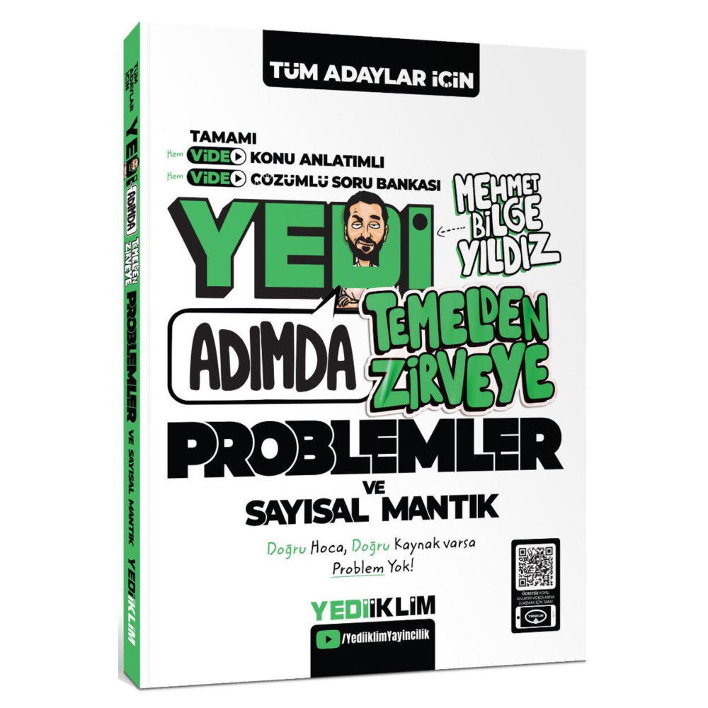 Yediiklim Yayınları Tüm Adaylar için Yedi Adımda Temelden Zirveye Problemler ve Sayısal Mantık Video Konu Anlatımlı Vide Ders Sınav Kitapları Fiyatı