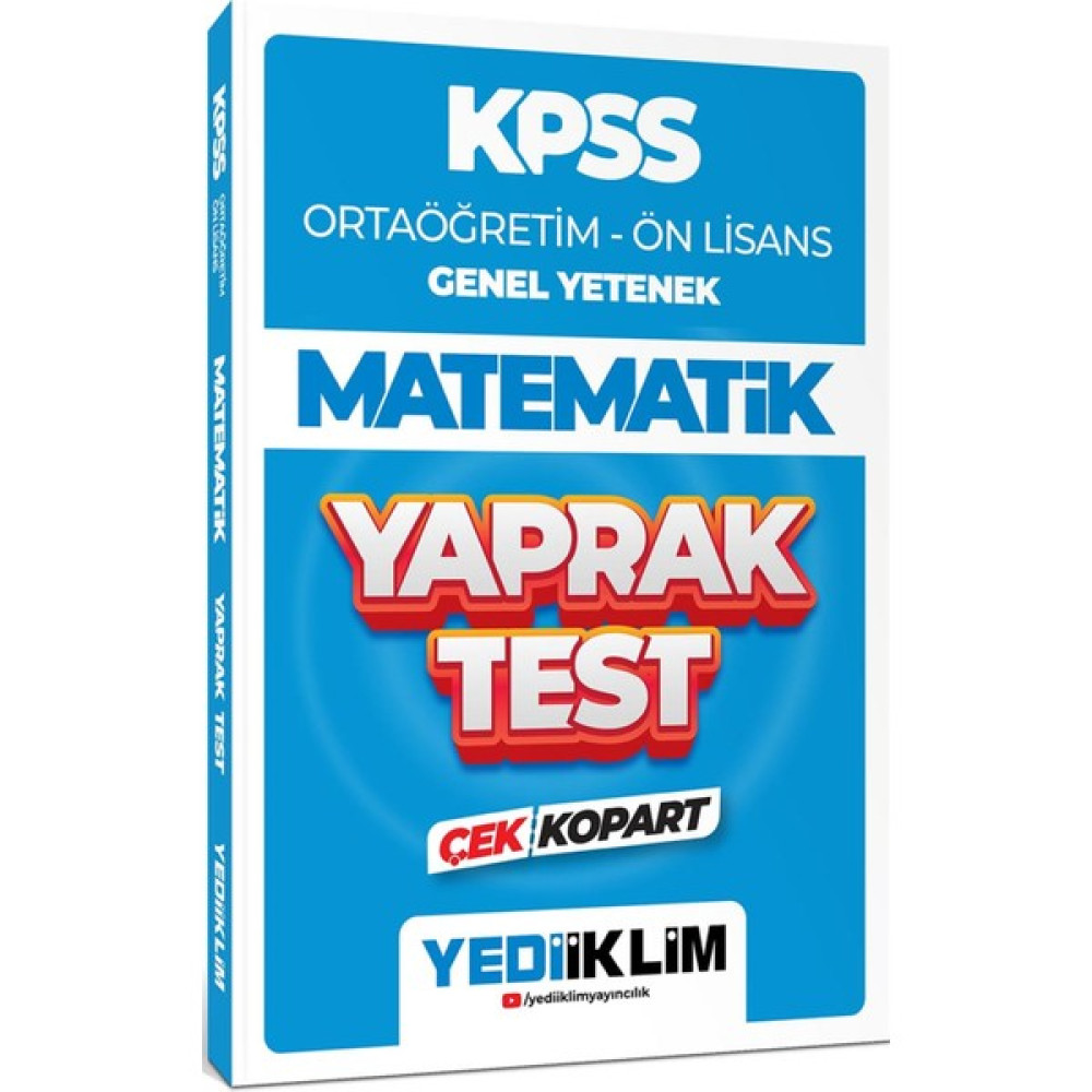 Yediiklim Yayınları Yayınları 2024 KPSS Ortaöğretim Ön Lisans Genel Yetenek Matematik Çek Kopart Yaprak Test KPSS Fiyatı