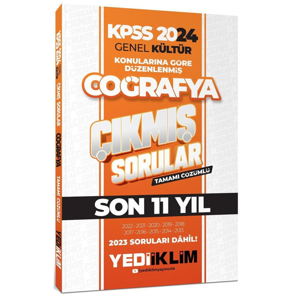 Yediiklim Yayınları Yediiklim 2024 KPSS Genel Kültür Lisans Coğrafya Konularına Göre Tamamı Çözümlü Çıkmış Sorular Ders Sınav Kitapları Fiyatı
