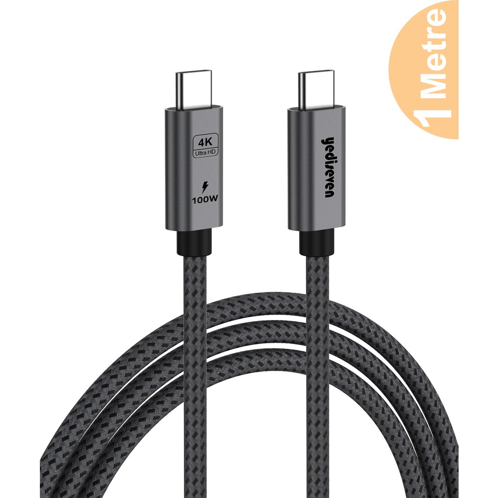 Yediseven Type C To USB 3.2 Gen2 100W 5A Hızlı Şarj Data ve 4K Görüntü Aktarma Kablosu 20GBPS Gri 1 Metre - 1 m Bilgisayar Çevirici ve Adaptörü Fiyatı